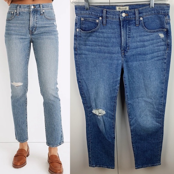 Madewell Mid Rise Perfect Vintage Jean Ainsdale Wash Knee Rip Edition Size 28 - Picture 3 of 12